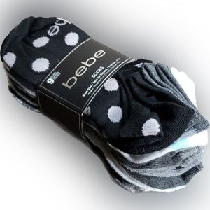 bebe 9 pairs assorted socks. shoe size 4-10